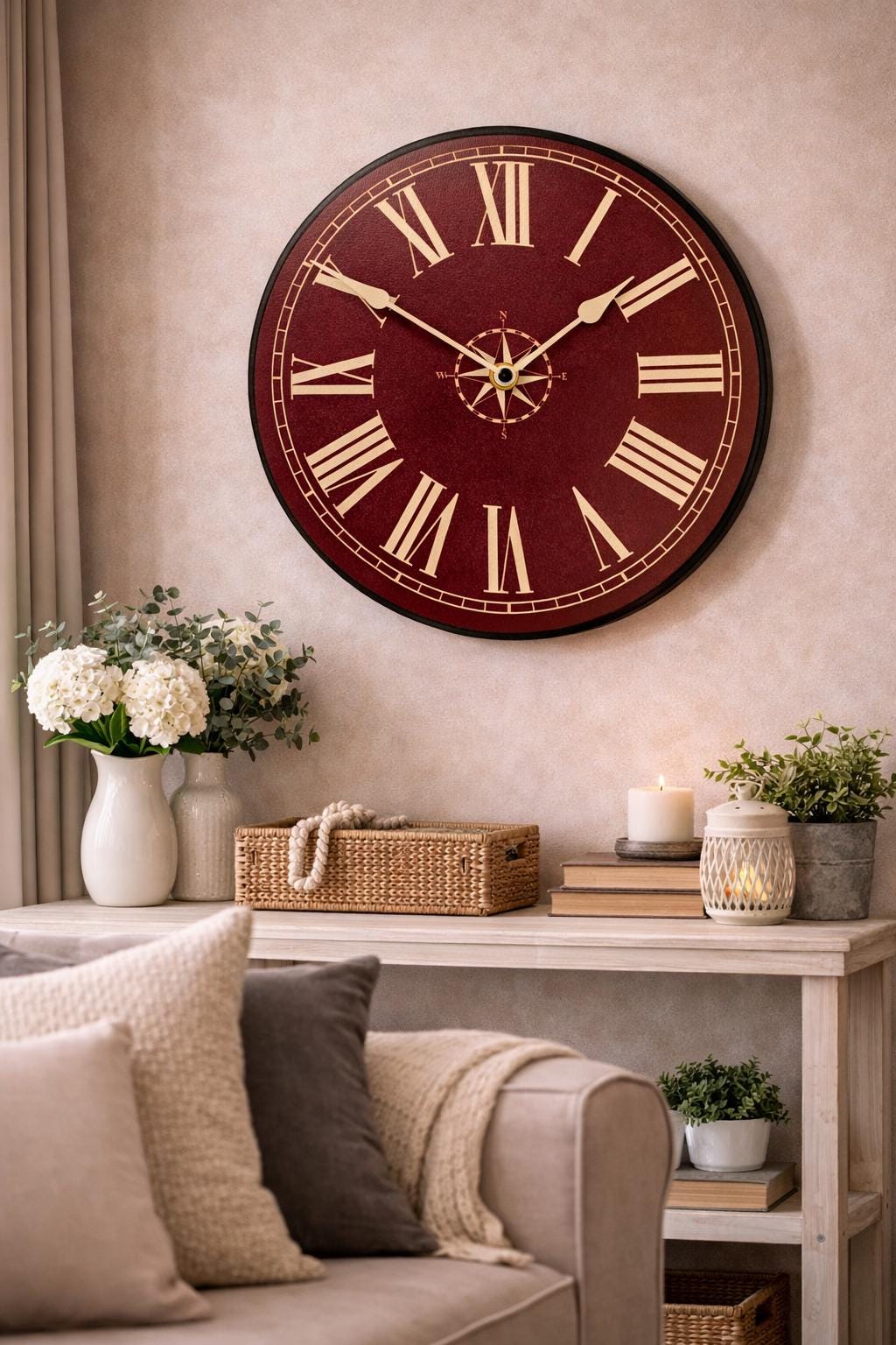Nautical Burgundy Wall Clock - CustomBigClocks