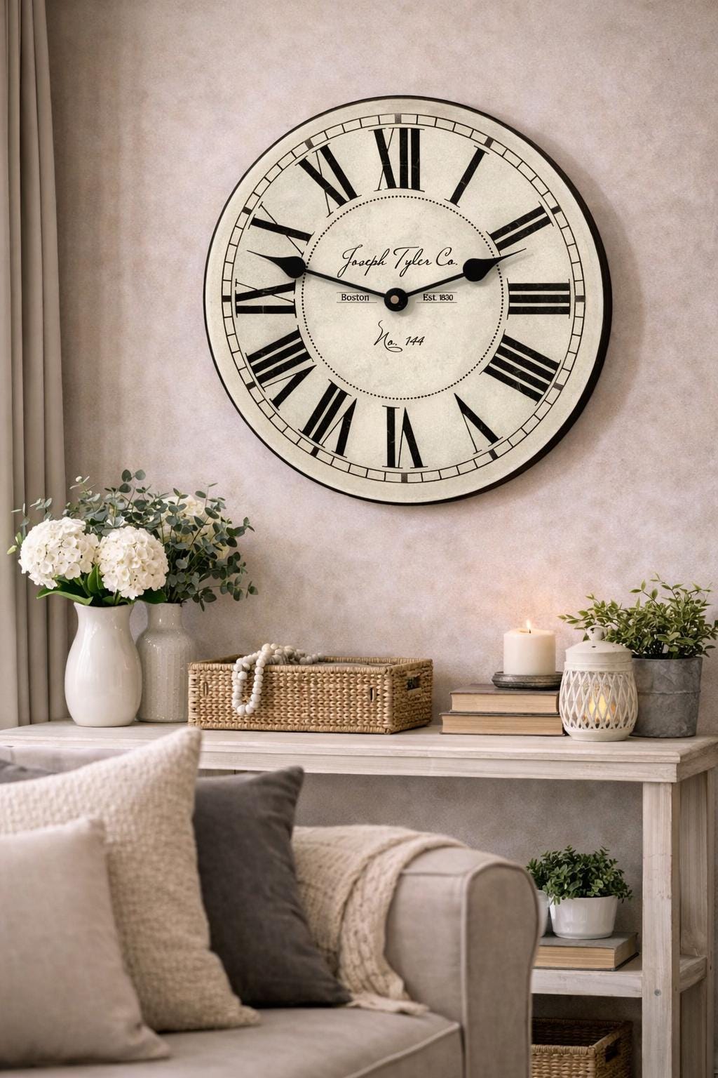 Parson Ivory White Wall Clock - CustomBigClocks