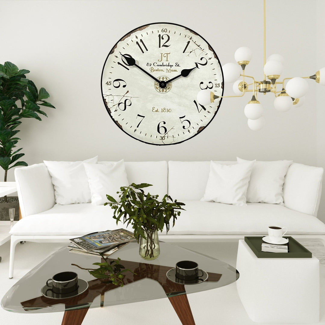 Rustic White Wall Clock - CustomBigClocks