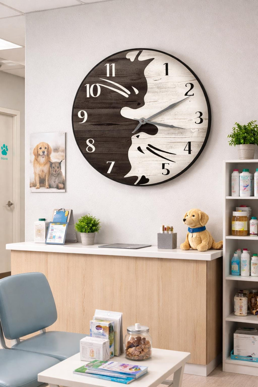 Yoga Yin Yang Cat Wall Clock - CustomBigClocks