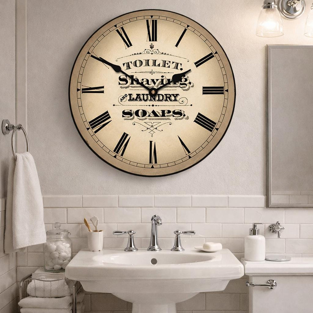 Tan Powder Room Wall Clock - CustomBigClocks