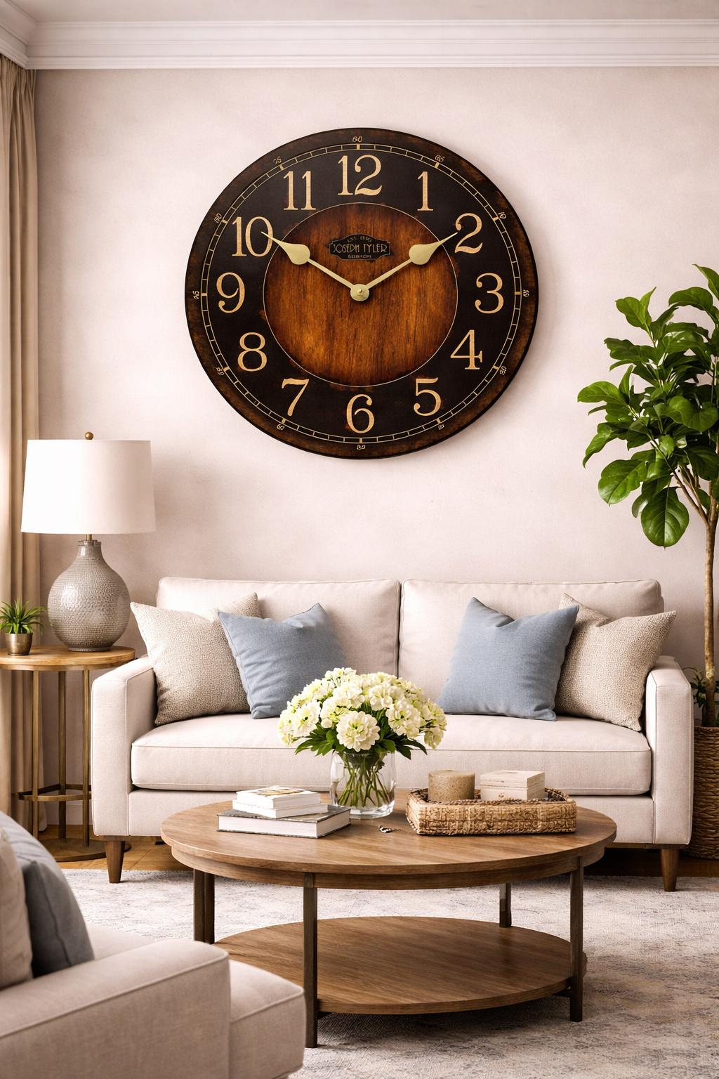 Rustic Black & Wood Wall Clock - CustomBigClocks