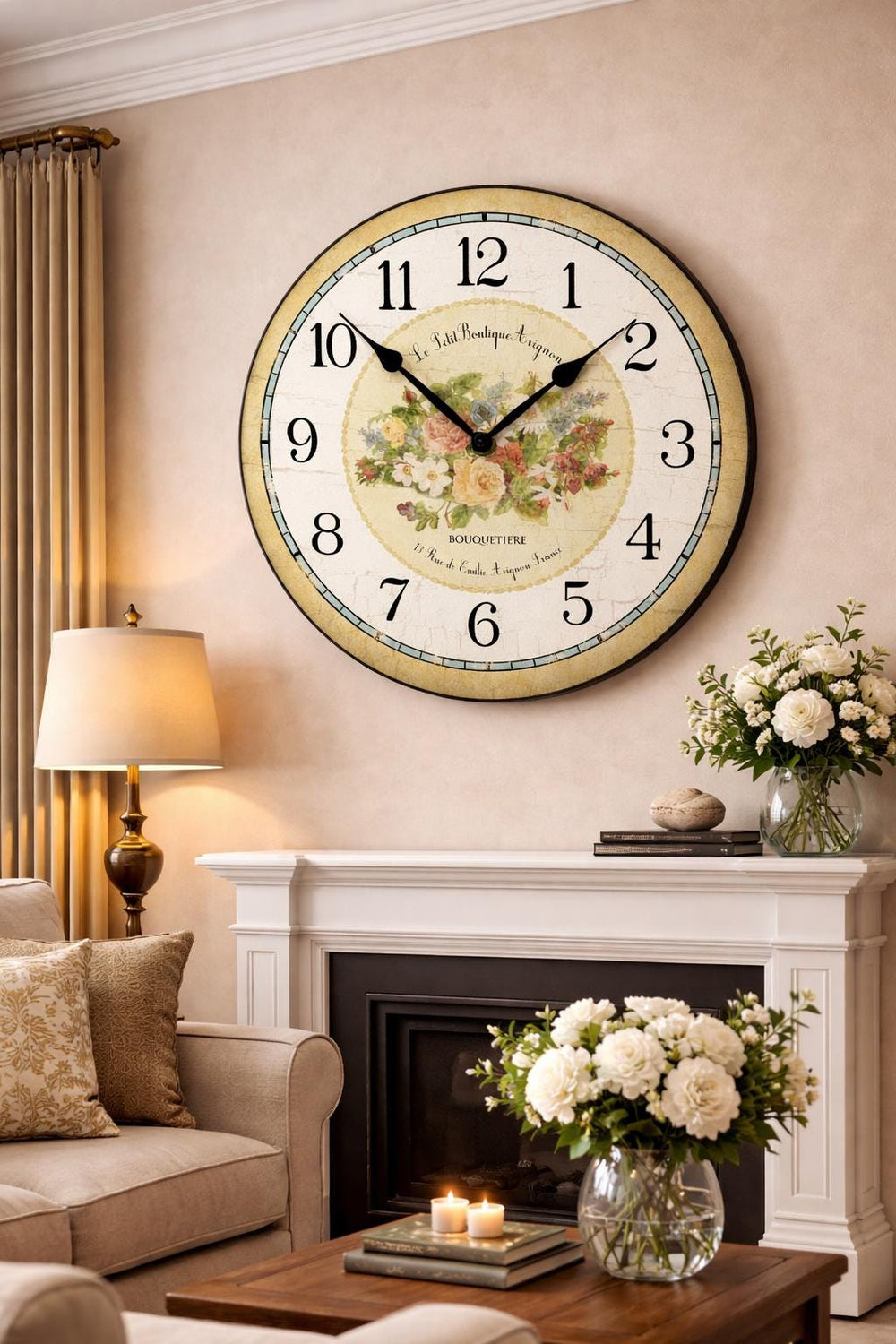 Emilie Floral Wall Clock - CustomBigClocks
