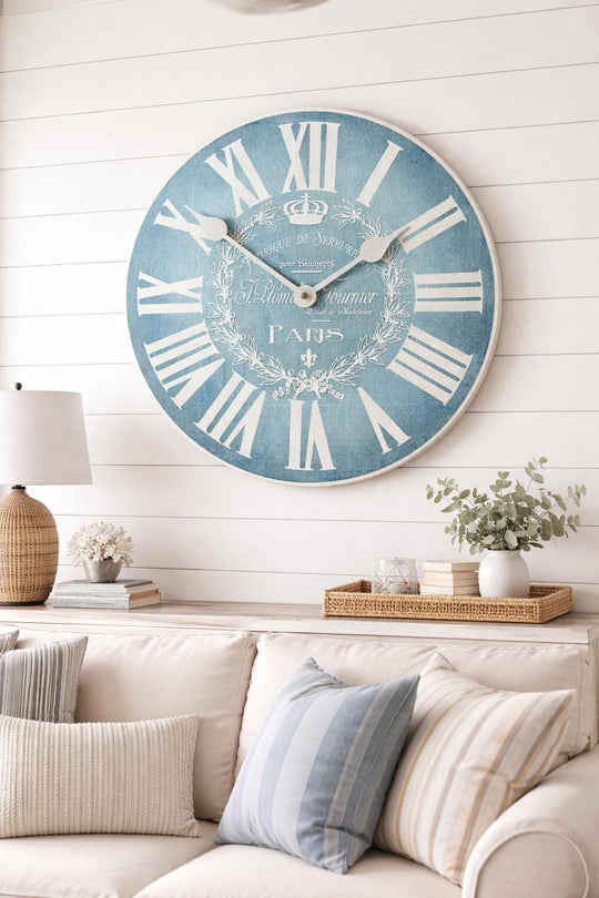 Linen Blue Wall Clock - CustomBigClocks