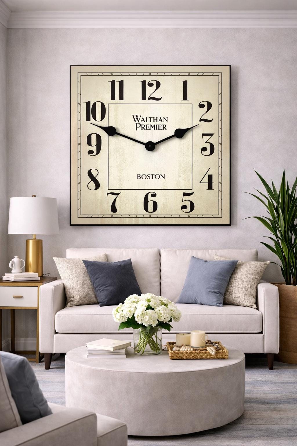 Walton Square Parchment Wall Clock - CustomBigClocks