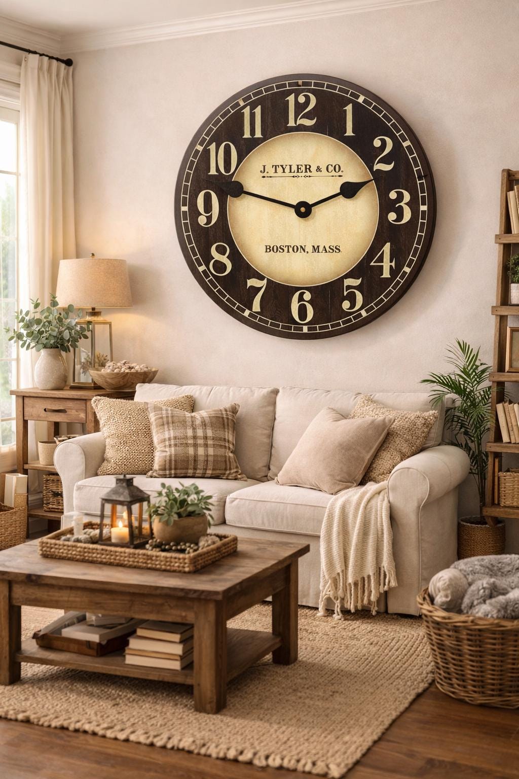 Landry Tan &amp; Black Wall Clock - CustomBigClocks