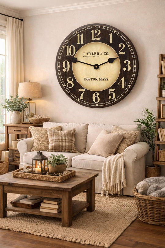 Landry Tan &amp; Black Wall Clock - CustomBigClocks