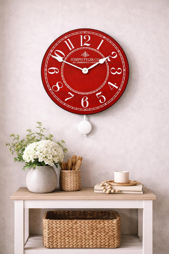 Red &amp; White Pendulum Wall Clock - CustomBigClocks