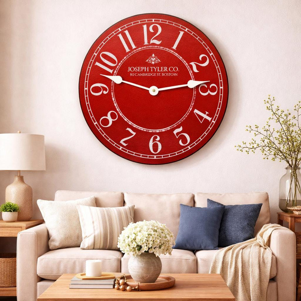 Red & White Wall Clock - CustomBigClocks