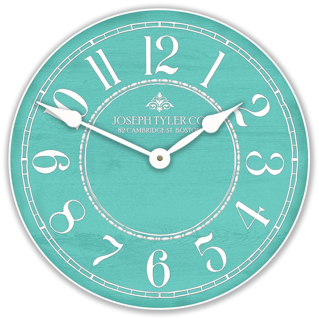 Aqua &amp; White Wall Clock - CustomBigClocks
