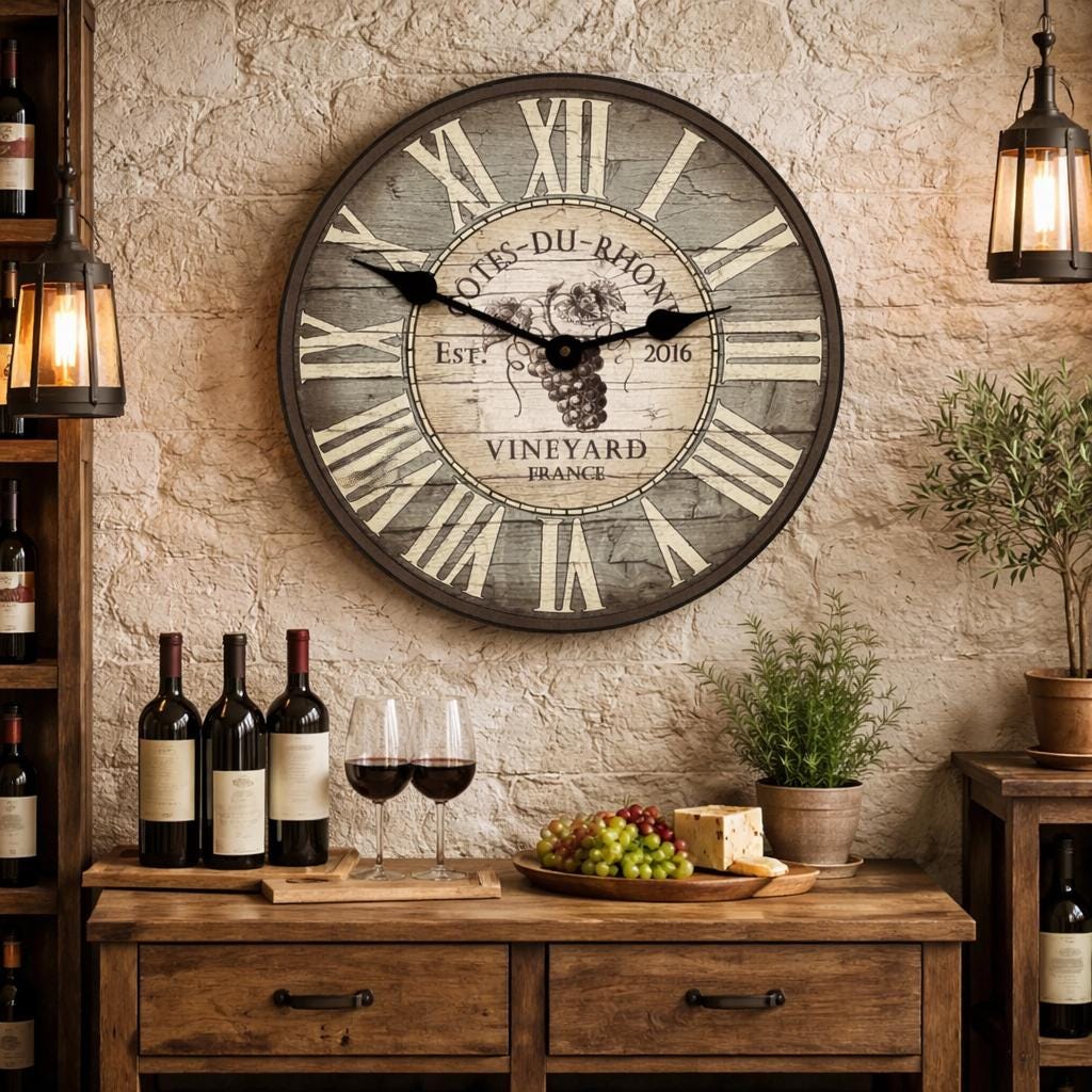 Wine Barrel Lid Blue Clock - CustomBigClocks