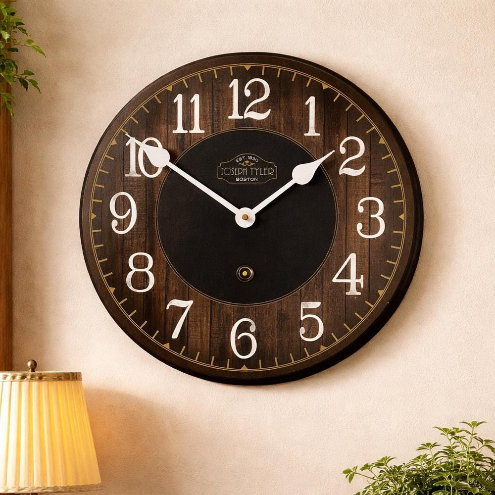 Black & Brown Wood Wall Clock - CustomBigClocks
