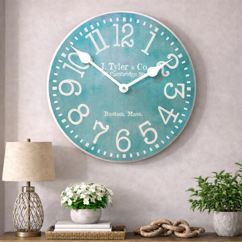 Turquoise Wall Clock - CustomBigClocks