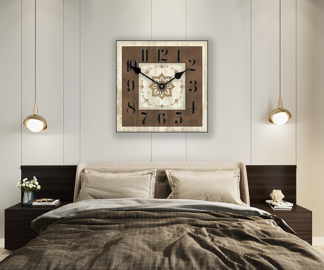 Charlotte Brown Square Wall Clock - CustomBigClocks