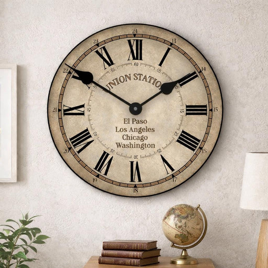 Union Station Parchment Wall Clock - CustomBigClocks