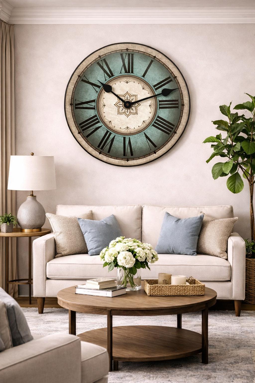Charlotte Teal & Gray Wall Clock - CustomBigClocks