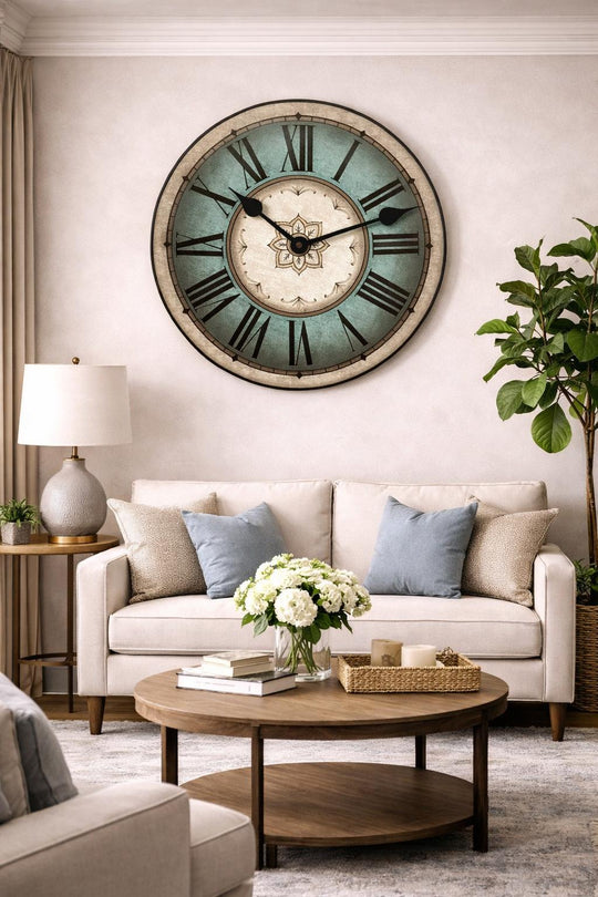 Charlotte Teal &amp; Gray Wall Clock - CustomBigClocks
