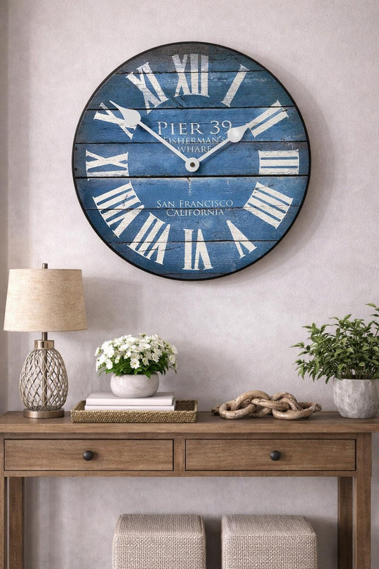 Pier 39 Blue Wall Clock - CustomBigClocks