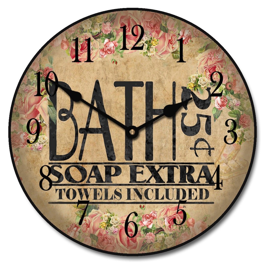 Floral Bath Wall Clock - CustomBigClocks
