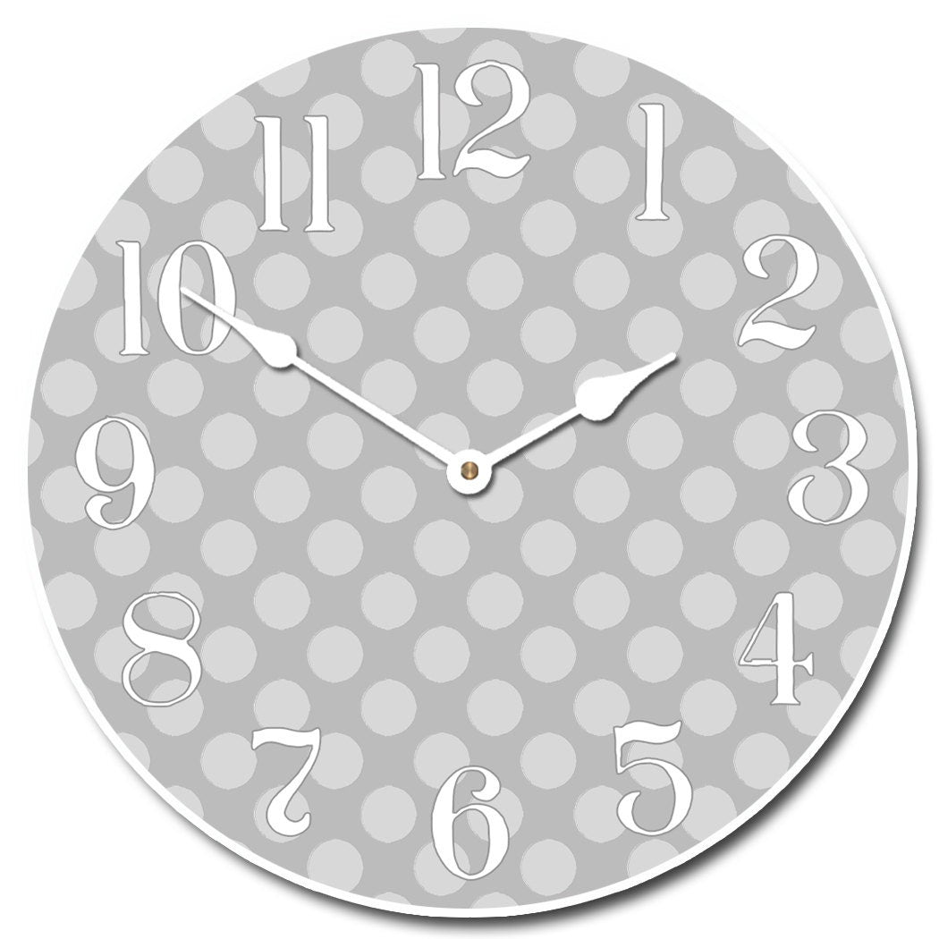 Gray Polka Dot Wall Clock - CustomBigClocks