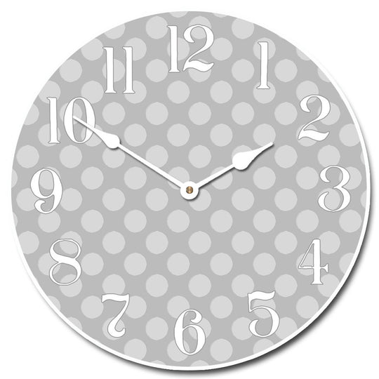 Gray Polka Dot Wall Clock - CustomBigClocks
