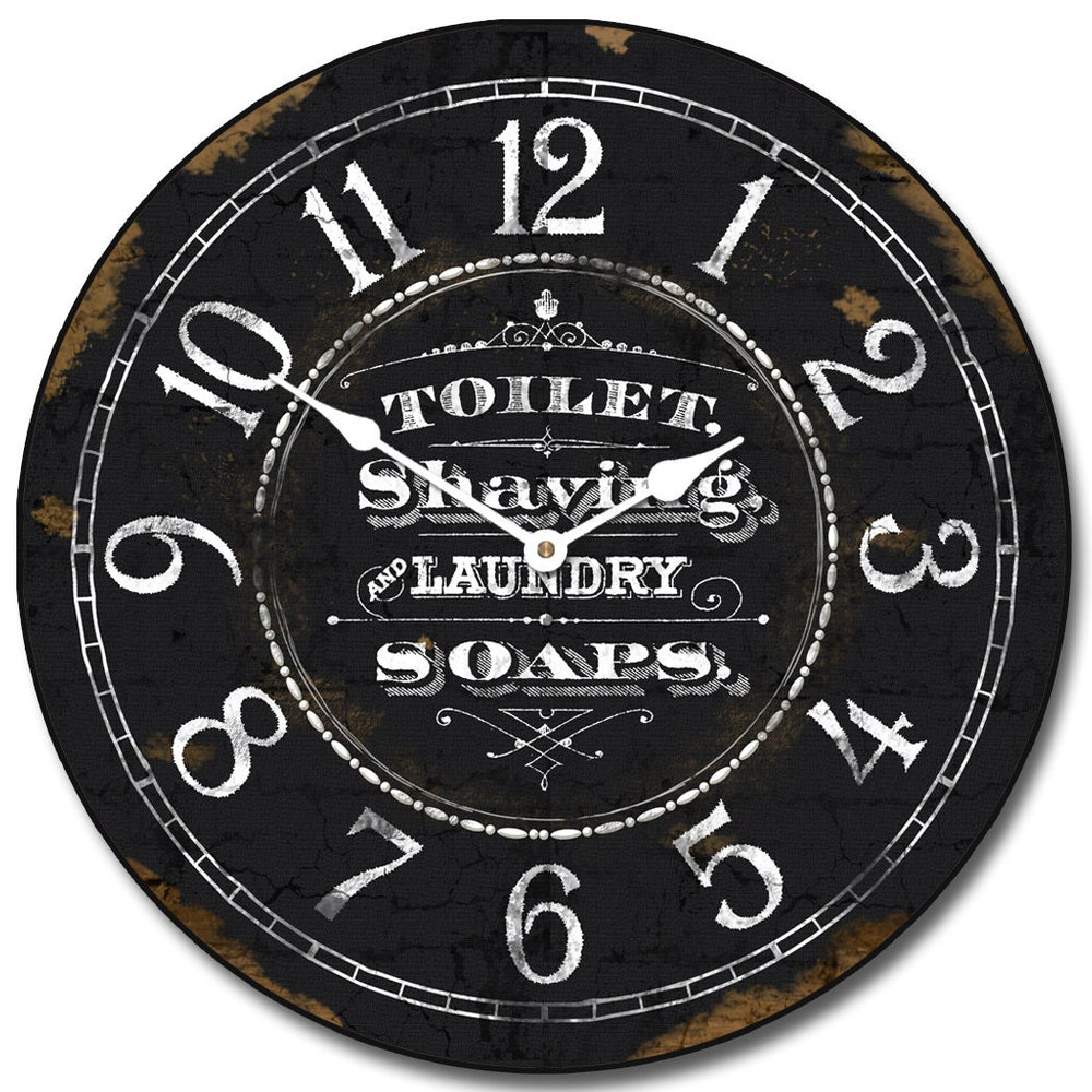 Black Powder Room Black Wall Clock - CustomBigClocks