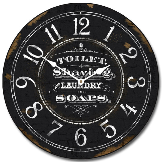 Black Powder Room Black Wall Clock - CustomBigClocks
