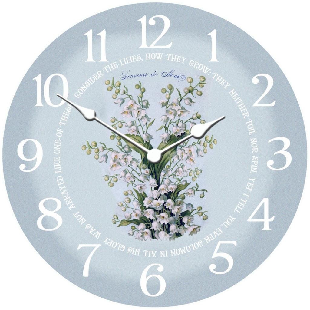 White Flowers Wall Clock - CustomBigClocks