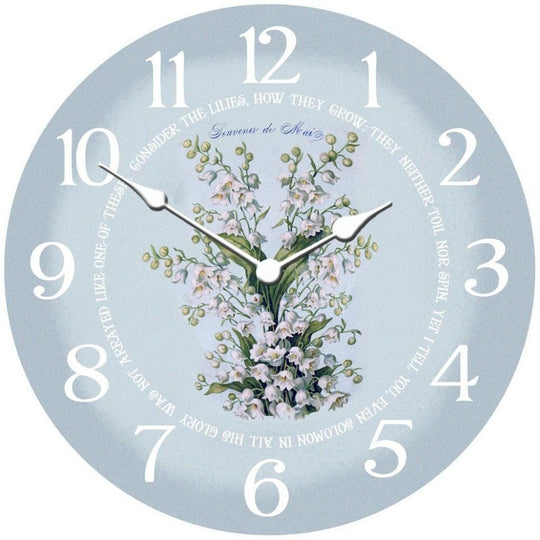 White Flowers Wall Clock - CustomBigClocks