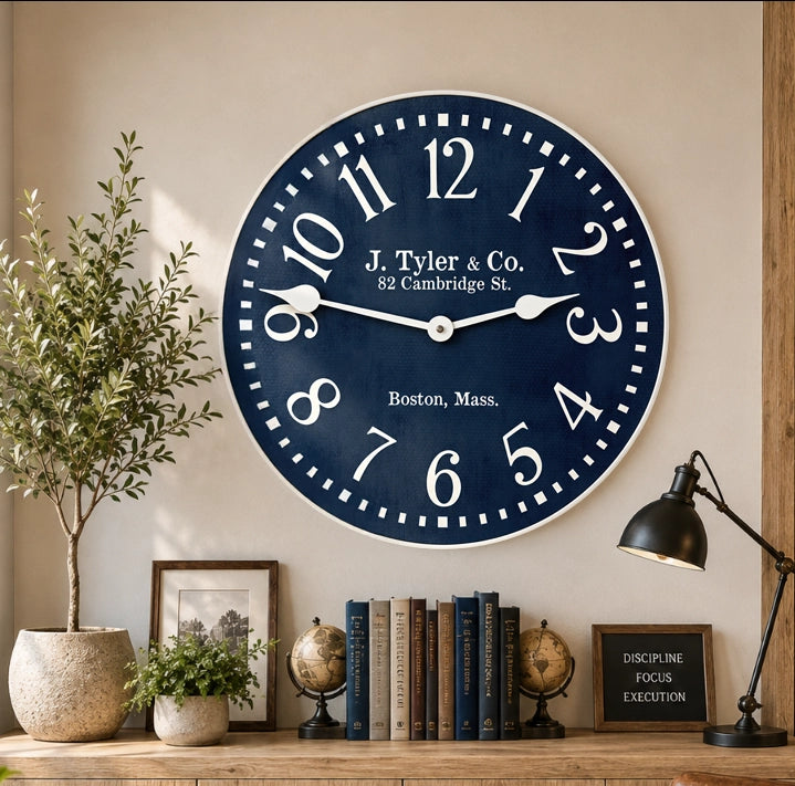 Navy Blue Wall Clock