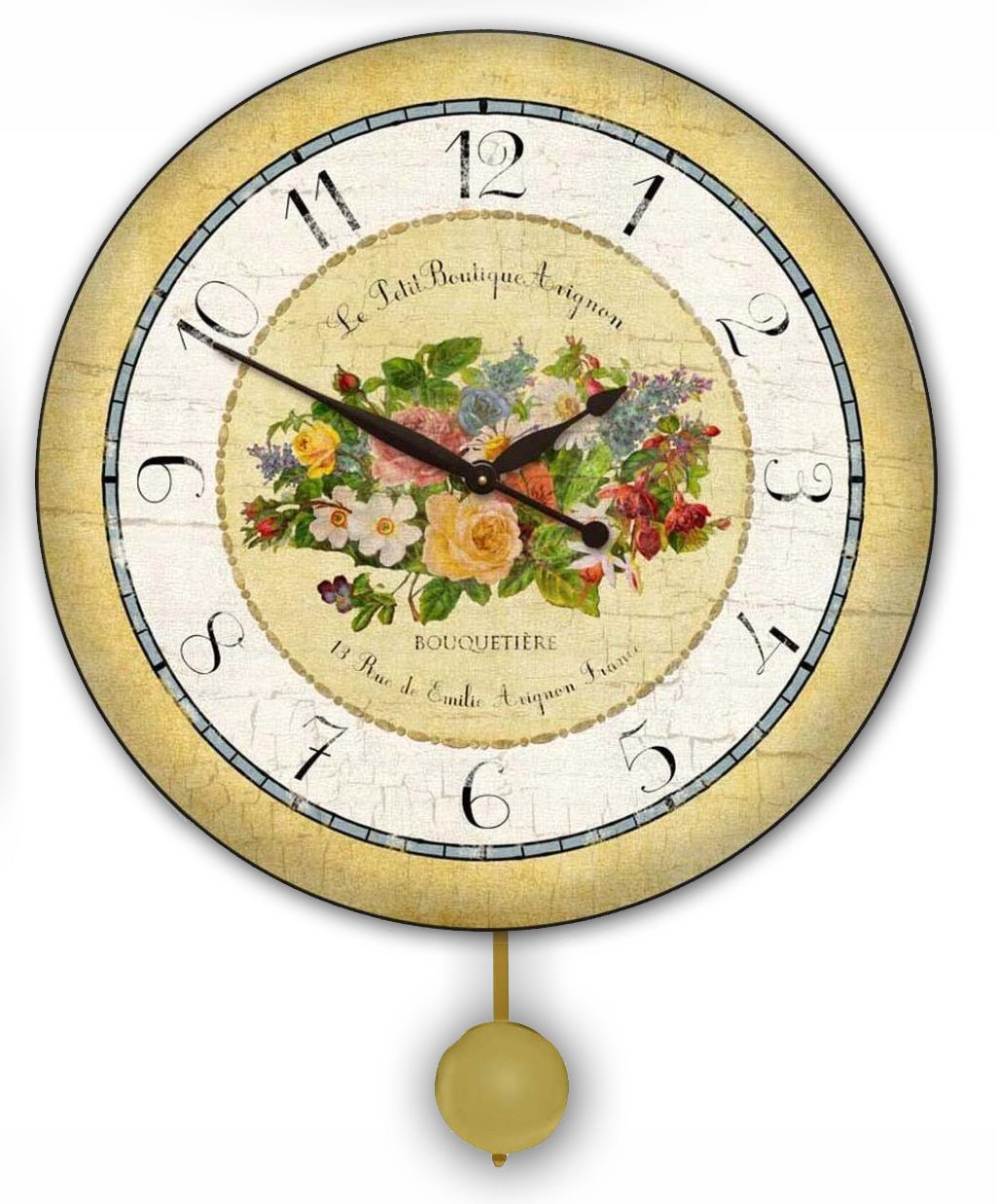 Emilie Floral Pendulum Clock - CustomBigClocks
