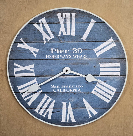 Pier 39 Blue Wall Clock