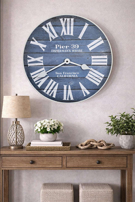 Pier 39 Blue Wall Clock