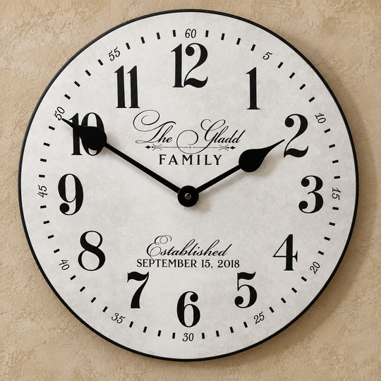 Prescott White Personalized Wall Clock