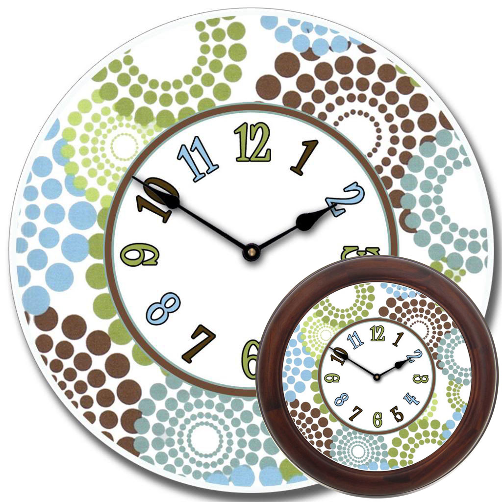 Blue Green & Brown Dots Clock The Big Clock Store