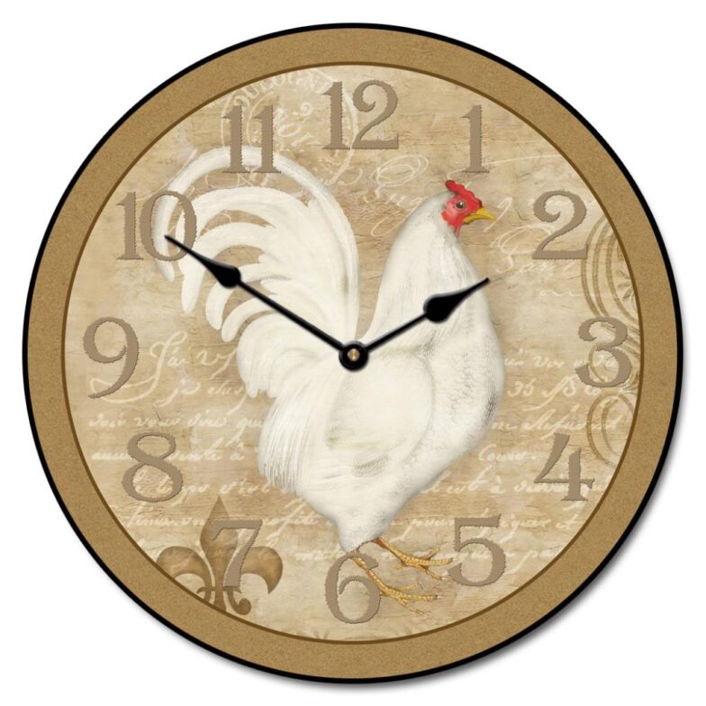 White French Hen Clock