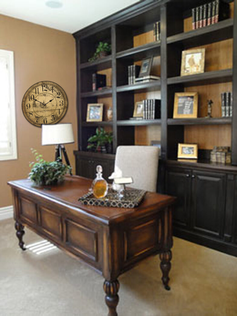 World map clock in room