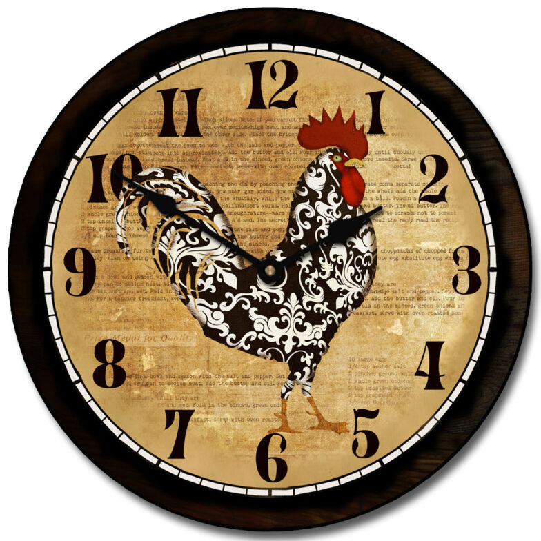 Black & White Rooster Clock