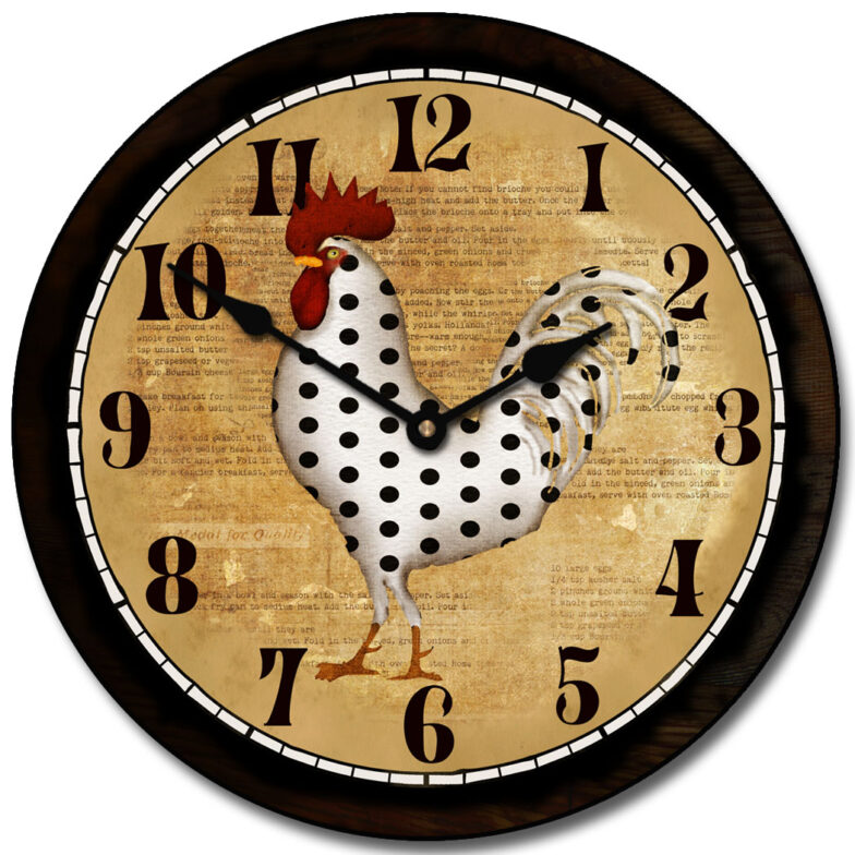 Polka Dot Rooster Clock