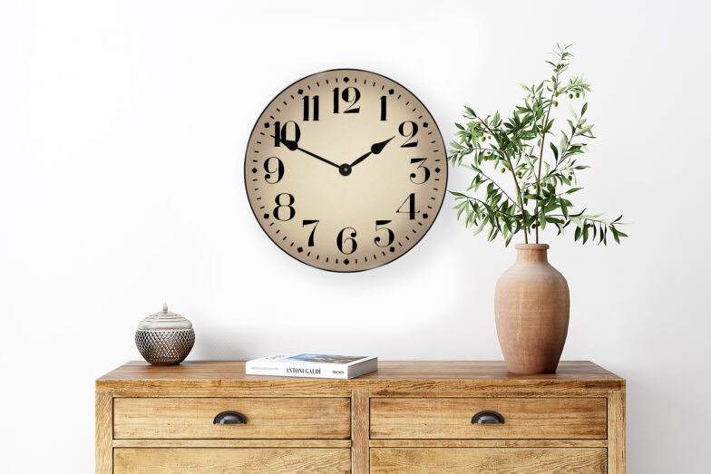 houston parchment wall clock in room