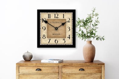 waterford square wall clock in room