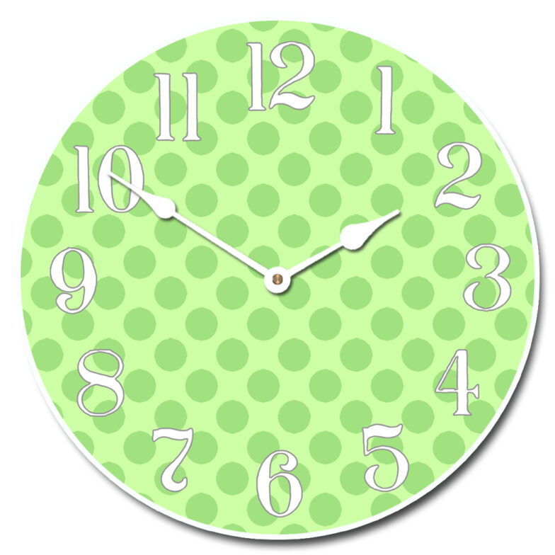 Green Polka Dot Clock