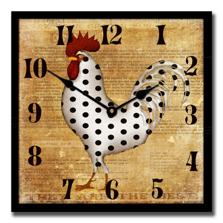 Polka Dot Chicken Square Clock